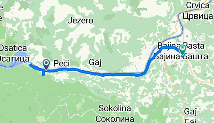 172 31000, Перућац to Hadži Melentija 9, Бајина Башта