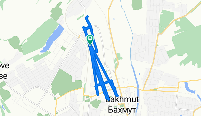 От вулиця Садова, Бахмут до вулиця Садова, Бахмут