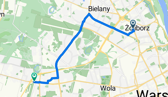 Księdza Jerzego Popiełuszki 13, Warszawa do Droga Wojewódzka 580 2, Blizne Łaszczyńskiego