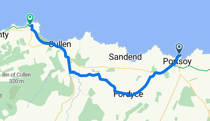 Route to 11 New St, Buckie