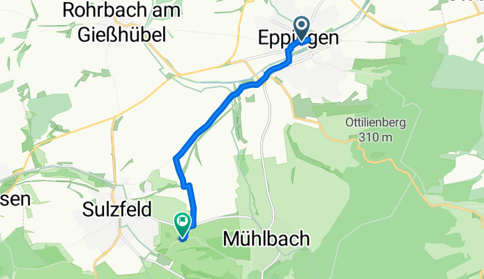 Brettener Straße 3, Eppingen nach Mühlbacher Straße 84, Sulzfeld