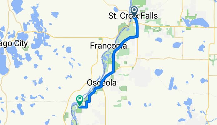 Route from 235 E State St, Saint Croix Falls