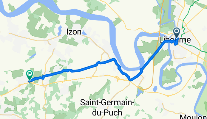 Rue Etienne Sabatié 105, Libourne nach Route d'Orton 2, Montussan