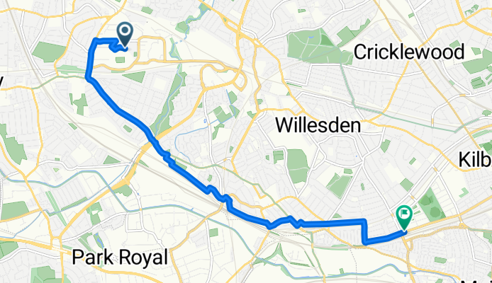 Route to 259B Harvist Road, London