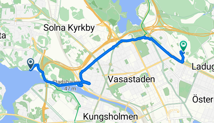 Karlbergs strand 7, Solna to Osquars backe 25, Stockholm