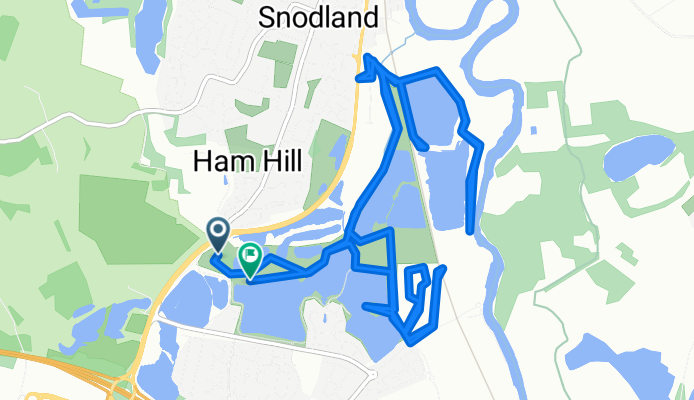 Route from Leybourne Lakes Country Park, Malling Road, Snodland