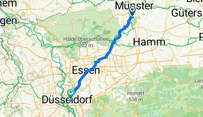 Deermannstraße 14, Münster nach Schlüterstraße 99A, Düsseldorf