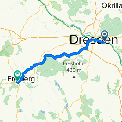 Ermelstraße 28, Dresden nach Am Mühlteich 19, Freiberg