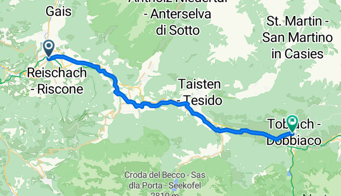 Europastrasse 19, Bruneck nach Graf Künigl Strasse 1, Toblach