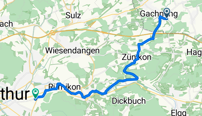 Müliberg 16, Gachnang nach Industriestrasse 44, Winterthur