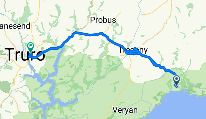 Route to 7 Tremorvah Barton, Truro
