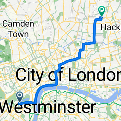 Route to 14 Sigdon Road, London