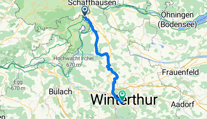 Route nach Winterthur