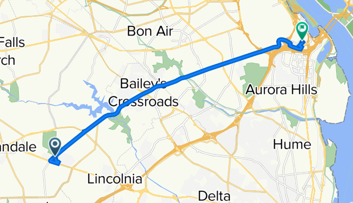 Route from 4501–4531 Old Columbia Pike, Alexandria