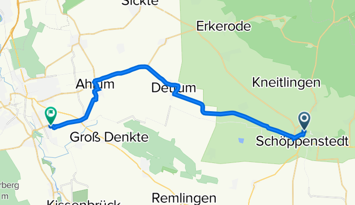 Schlesischer Platz 4, Schöppenstedt nach Am Kruggarten 14, Wolfenbüttel