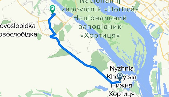 От вулиця Центральна, Нижня Хортиця до Ювілейний проспект 12, Запоріжжя