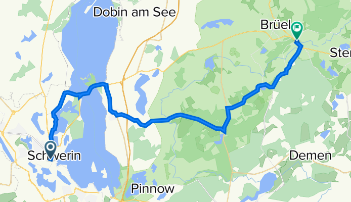 Goethestraße 69, Schwerin nach Sternberger Straße, Weitendorf