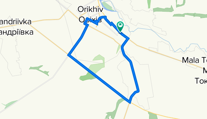 От вулиця Овчаренка, Оріхів до вулиця Овчаренка, Оріхів