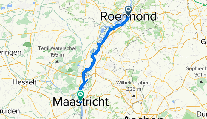 Willem II Singel 27, Roermond nach Boschstraat 76, Maastricht