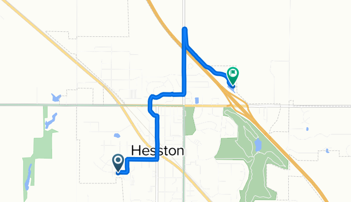Route from 505 Charles St, Hesston