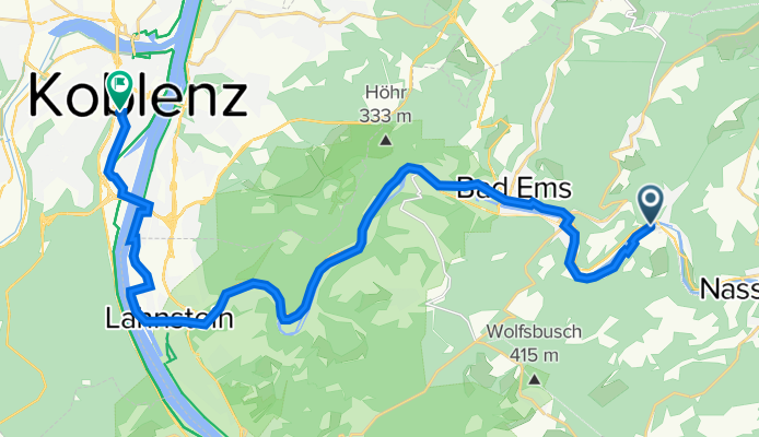 Hallgarten 18, Dausenau naar Bahnhofplatz 2, Koblenz
