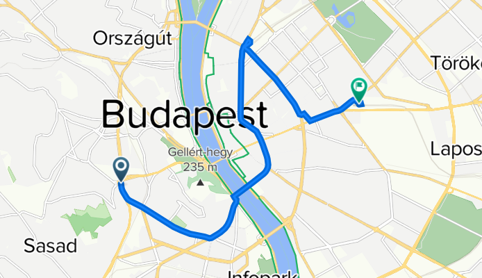 BAH-csomóponti felüljáró, Budapest XI. kerület to Baross tér 11C., Budapest VIII. kerület