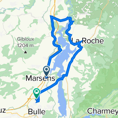 Da Rue du Four 12, Vuippens a Chemin de l'Aurore 50, Bulle