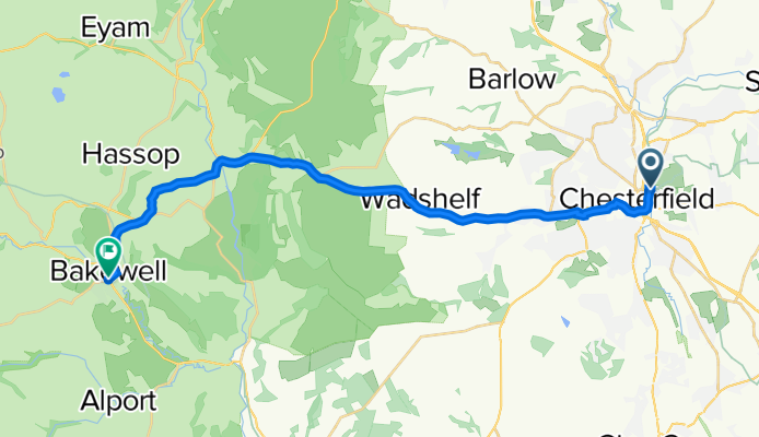 Crow Lane, Chesterfield to 2 Costa, King St, Bakewell