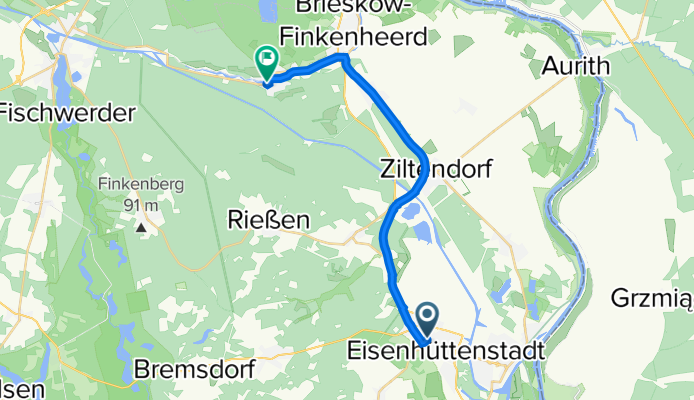 Gartenfließstraße 11, Eisenhüttenstadt nach Karl-Marx-Straße 59, Groß Lindow