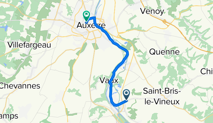De Route de Champs, Saint-Bris-le-Vineux à Boulevard Vauban 17 bis, Auxerre