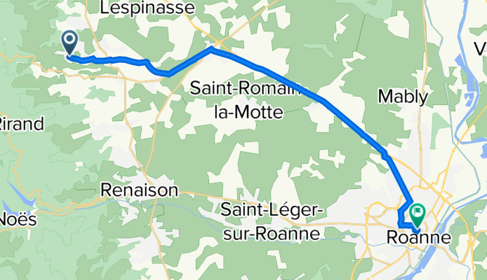 478 Route de Hauteville, Ambierle nach Rue du Maréchal Foch, Roanne