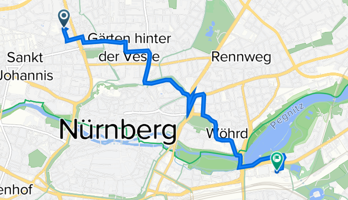 Rilkestraße 24, Nürnberg nach Am Tullnaupark 9, Nürnberg