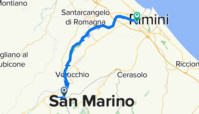 Via Rivo Fontanelle 115, Acquaviva to Via Marecchiese, Rimini