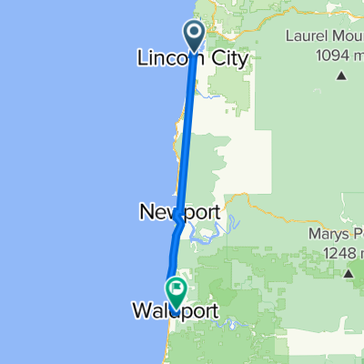 Route from Northeast 6th Drive 1452, Lincoln City
