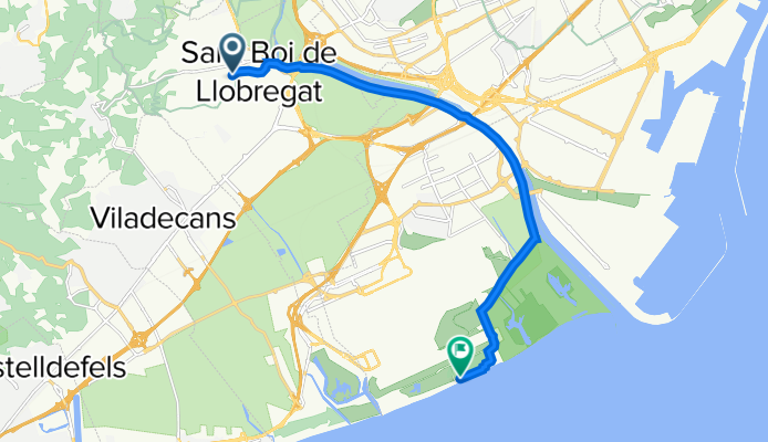 Ruta desde Carrer de la Riera Basté, 42, Sant Boi de Llobregat