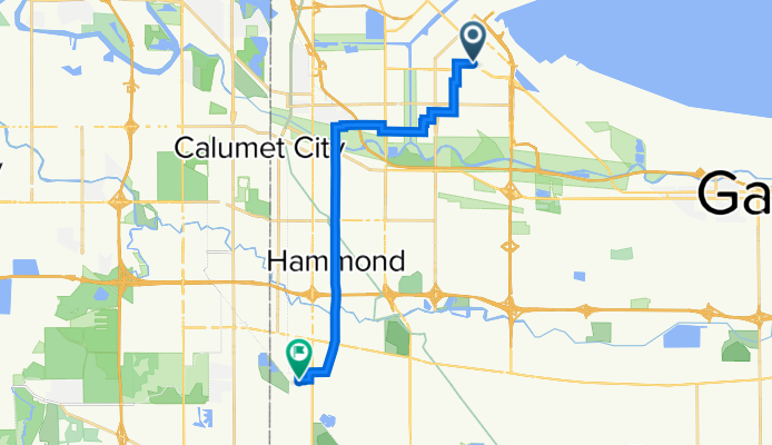 Route from 2001–2049 E 140th St, East Chicago