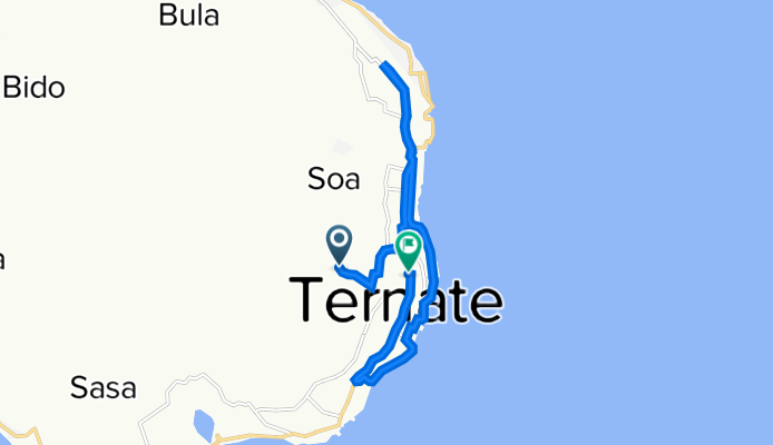 Jalan Kapitan Pattimura No. 125, Ternate Tengah to Jalan Juma Puasa 19, Ternate Tengah