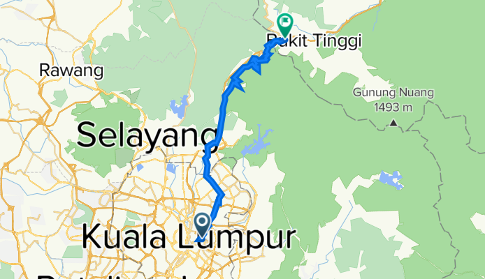 209, Jalan Raja Chulan, Kuala Lumpur to Jalan Kuala Lumpur - Bentong, Bentong