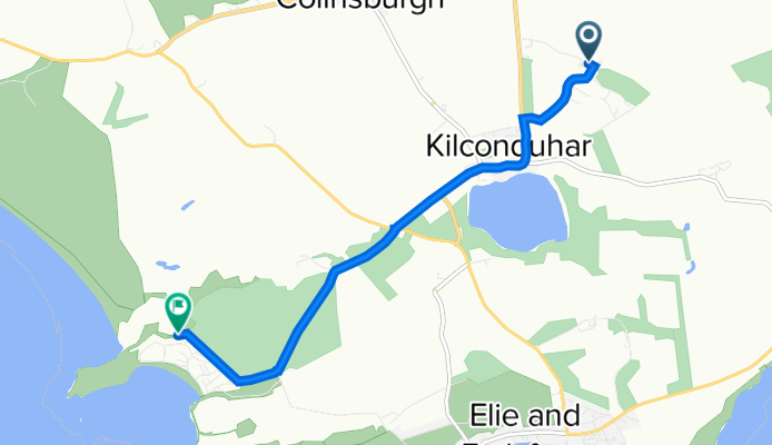 Route from Woodland Way, Kilconquhar, Leven