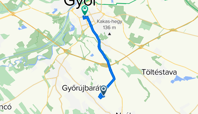 Route to Szigethy Attila út 34a., Győr