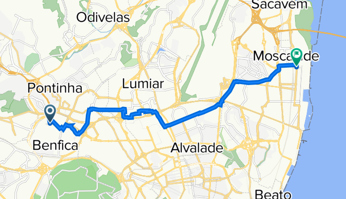 De Rua Cláudio Nunes 98, Lisboa a Avenida D João II 53–57, Lisboa